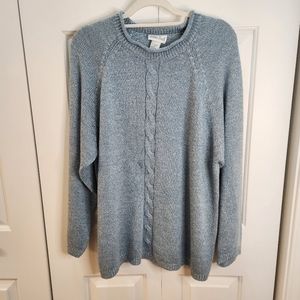 Vintage Golden Touch Women's 2X Blue & White Heathered Sweater rolled Neck